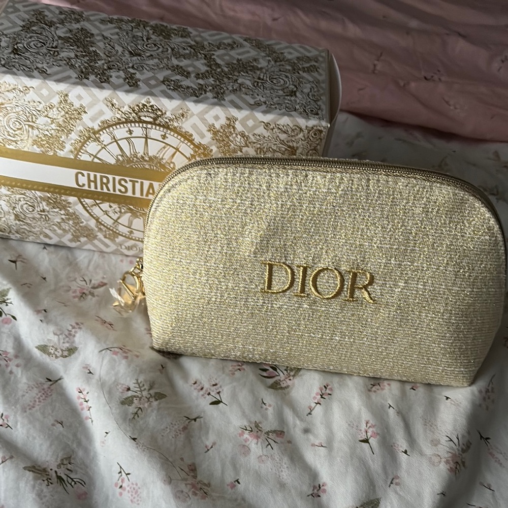 Dior Gold Cosmetic Bag with Shimmering Finish